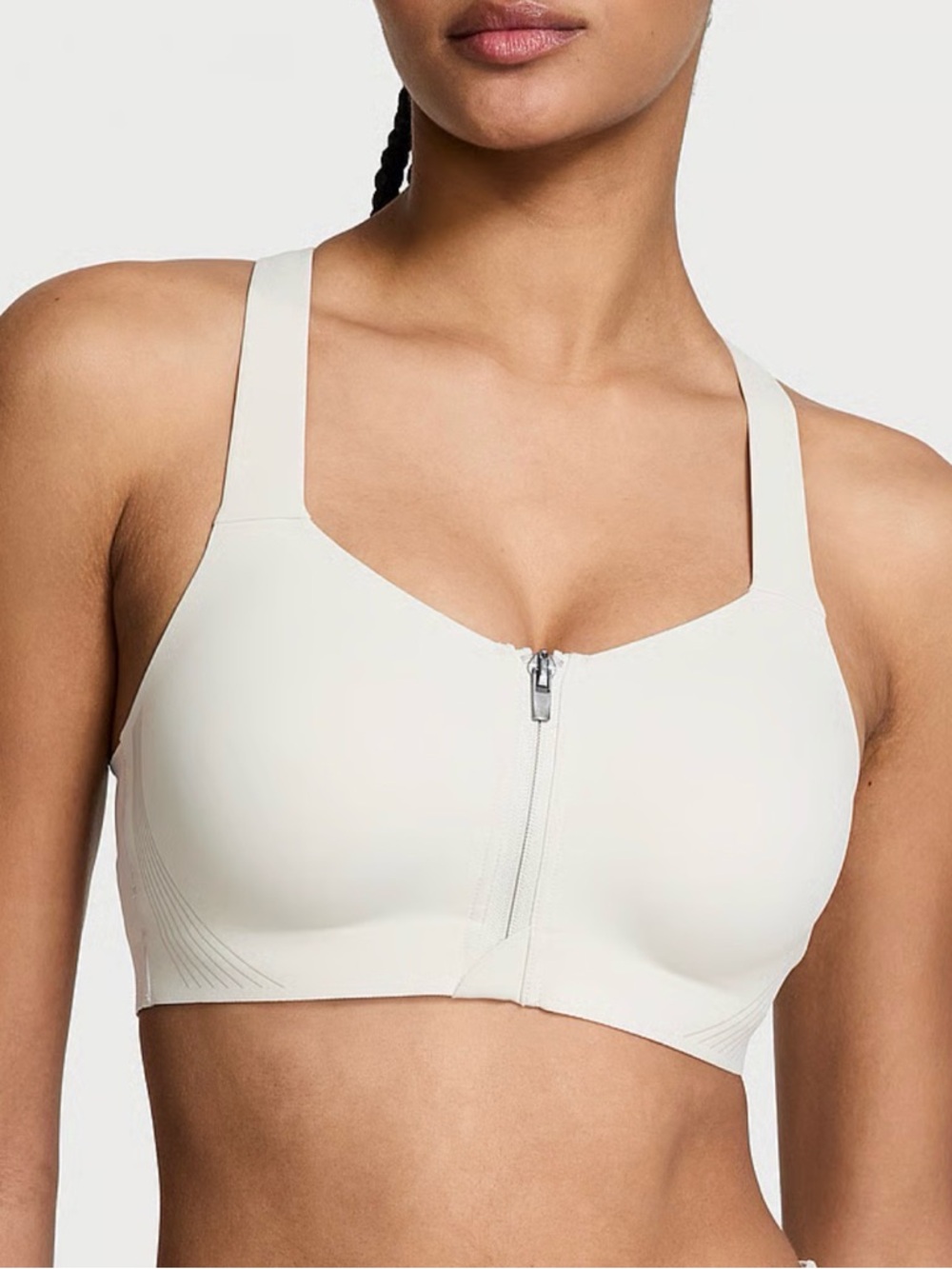 NWT VSX Knock-Out Front-Zip Support Sports Bra - White 38DD